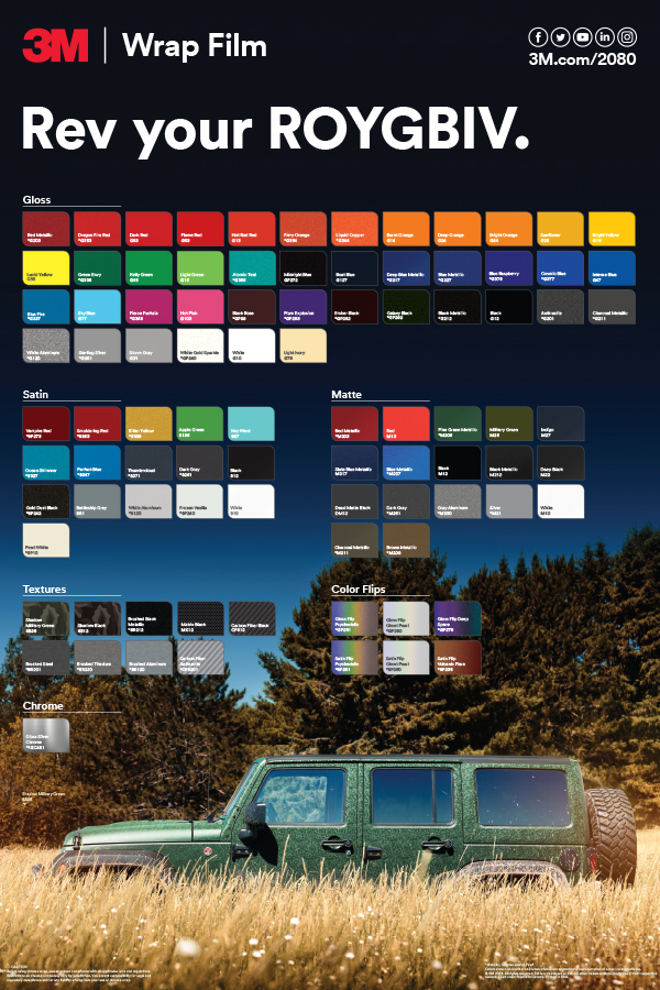 3M Vinyl Car Wrap Colors